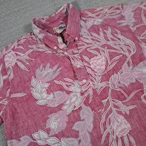 Vtg 80's Reyn Spooner Hawaii Floral Pink & Blue Men’s Large Shirt Reverse Print